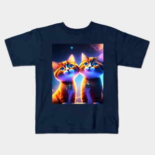 Mr. and Mrs. cat under the moon Kids T-Shirt